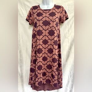 LuLaRoe Carly Purple & Pink Midi Dress With High-Low Hemline D0008